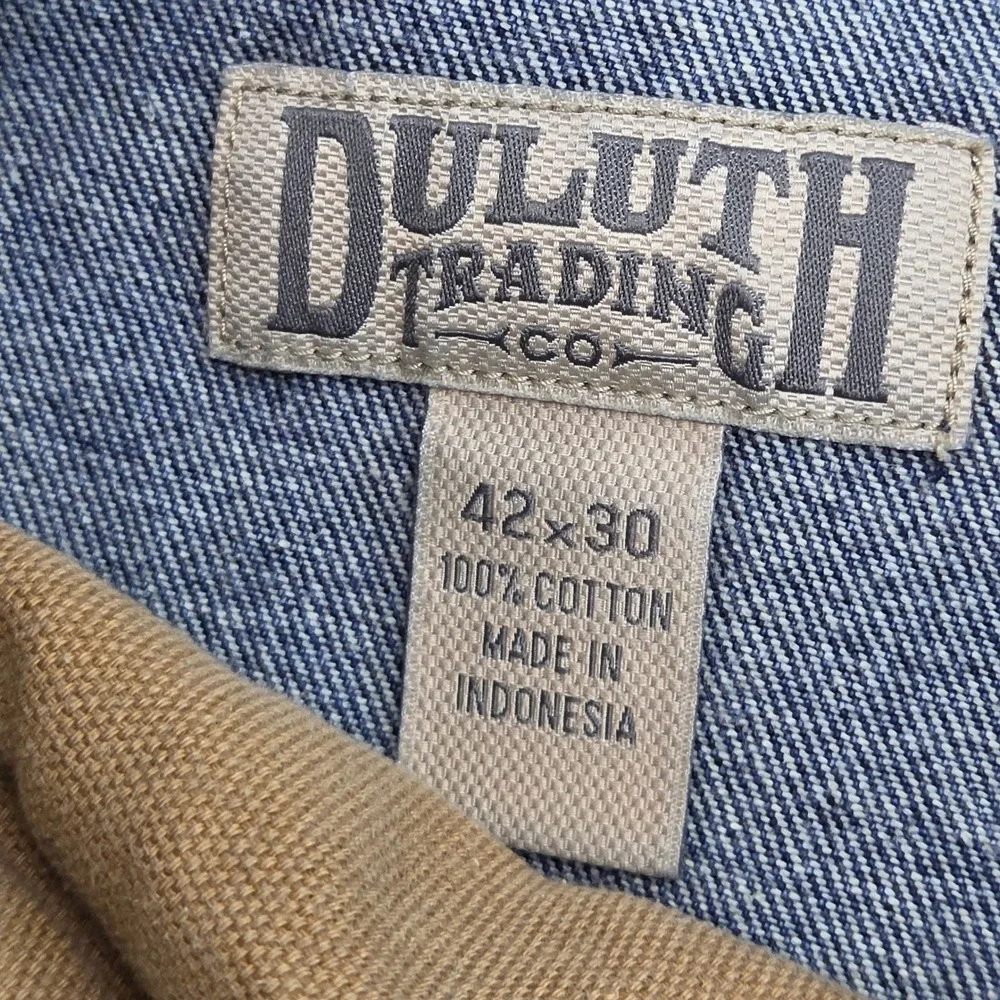 Duluth Trading Co Jeans Mens 42x30 Blue Cotton Straight Leg Work Utility Denim